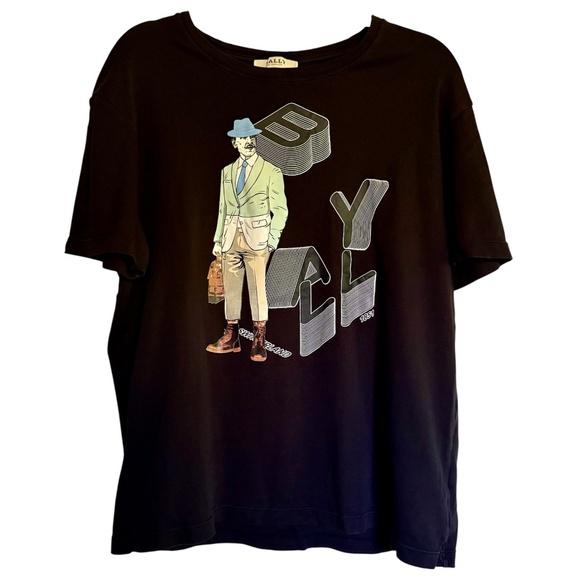 Bally Switzerland  Black Graphic Logo T Shirt Men's Size US 44 - Picture 1 of 8